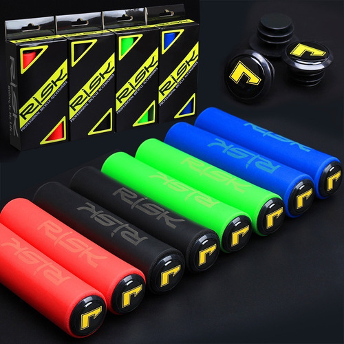 Imagen 6 de 6 de Puños De Silicon Espumado Para Bicicletas Marca Risk