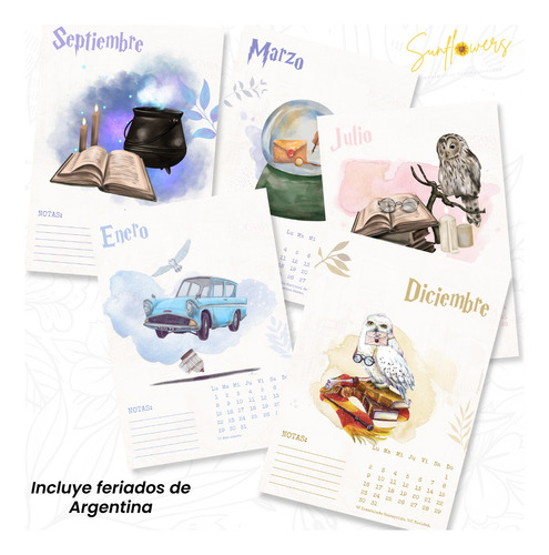 Calendario Imprimible Harry Potter 2024 Pdf