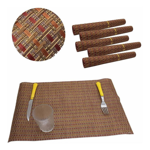 Jogo Americano Mesa Jantar Kit Com 6 Unid Laranja Vermelho