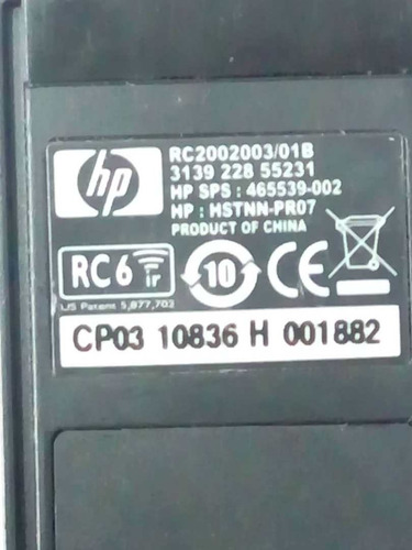 Control Remoto Hp Pavilion Touchsmart, Tx2510us Notebook