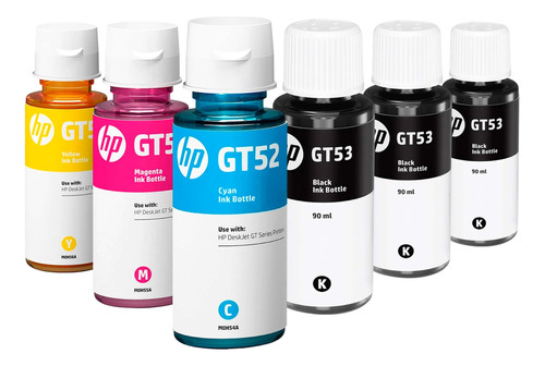 Kit 6 Botellas Tinta Hp Gt53 Gt52 3 Negro Cyan Amarillo Mage