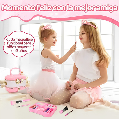 Juego De Maquillaje Lavable Real Kits De Belleza Para Niños