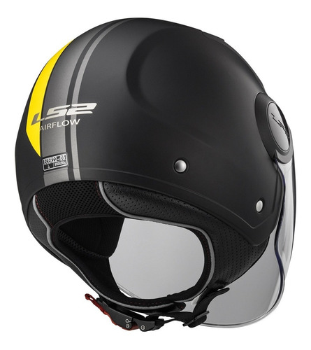 Imagen 6 de 10 de Casco Moto Abierto Ls2 562 Airflow Metropolis Negro Amarillo