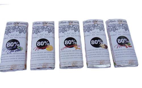 Tableta De Chocolate 80% Cacao Sin Azucar Stevia Keto Vegano