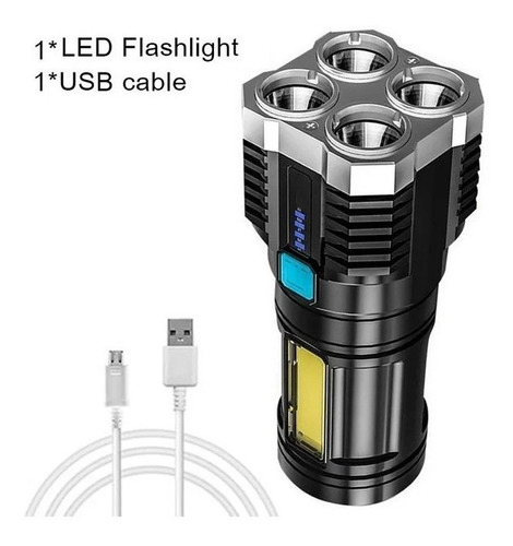 Linterna Exterior Recargable De 4 Núcleos Súper Brillante