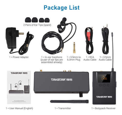 Sistema De Monitor Inalámbrico Takstar Wpm-300 C/audífono