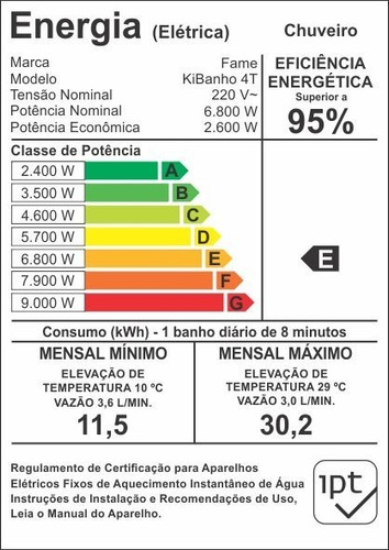 Chuveiro Ducha Fame Kibanho 4 Temp 220v 6800w Super Quente