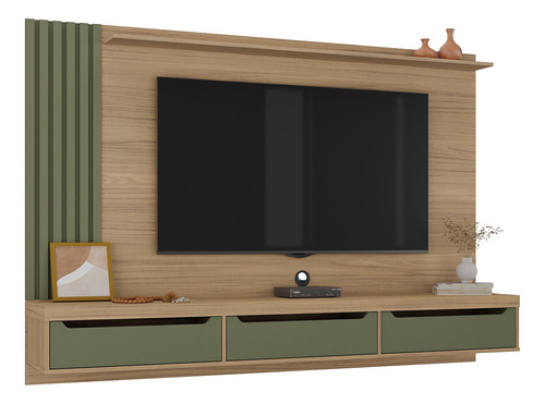 Mueble Para Tv 75  En Mpd 200cm Con Soporte Roble Con Menta