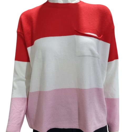 Sweater Nano De Bremer Tricolor Con Bolsillo #2003