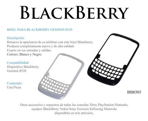 Bisel Marco Blackberry Gemini 8520 8530 Repuesto Telefono