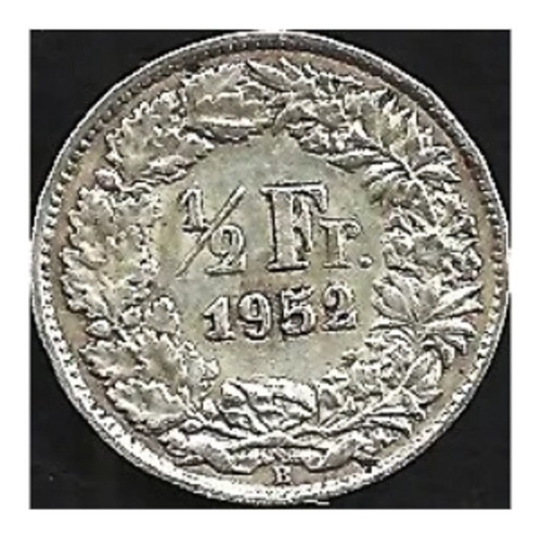 Suiza 1952 1/2 Franc Moneda De Plata 835 L20188