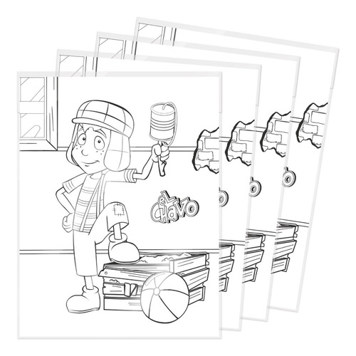 El Chavo, Hoja Para Colorear, Kit De 4 Bolsas.