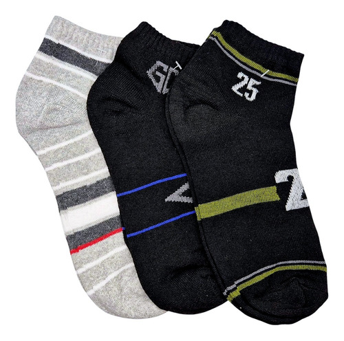 Paquete Surtido De 7 Pares Tin Caballero Estampado Negro Estampado 26-29 Centimetros