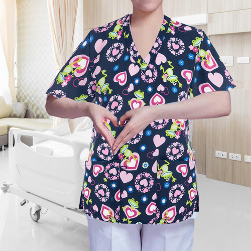 Camiseta Exfoliante Con Cuello En V Para Mujer, Uniforme De