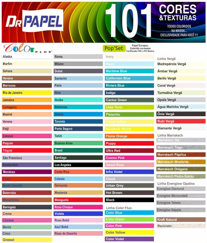 Papel Color Plus Scrap - 180g Com 50 Folhas