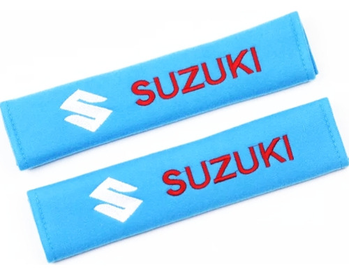 Par De Almohadillas Cubre Cinturones Con Logo Suzuki.