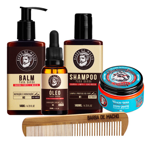 Produtos Para Barba Balm Shampoo Óleo Pomada Pente Madeira