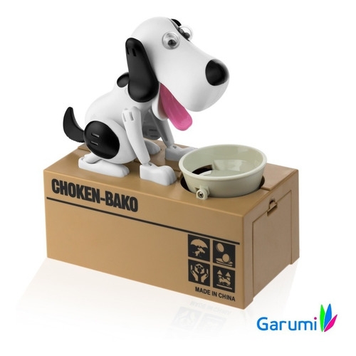Imagen 3 de 10 de Alcancia Perrito Perro Come Monedas Negro Con Blanco H8001