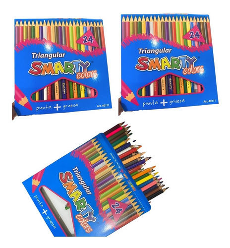 Lápices De Colores C/24 Pzas Triangular Smarty Pack C/3