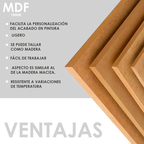 Panel Mdf 18mm Trupan 1.22x2.44 M Natural Para Corte 3 Pzas