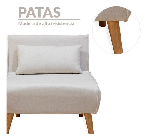 Sofá Cama Individual Sillon Reclinable Comodo Moderno Lino