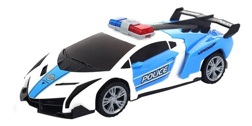 Carrinho De Policia Carro Emite Som Luz Transforma Gira 360