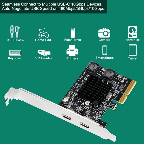 2 Puertos Usb-c Pcie Usb 3.1 Gen 2 A 10 Gbps De Máxima Ve...
