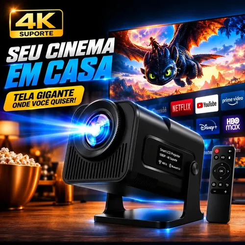 Projetor HY320 Mini Smart Android WiFi 4K HD Bluetooth Portátil C...