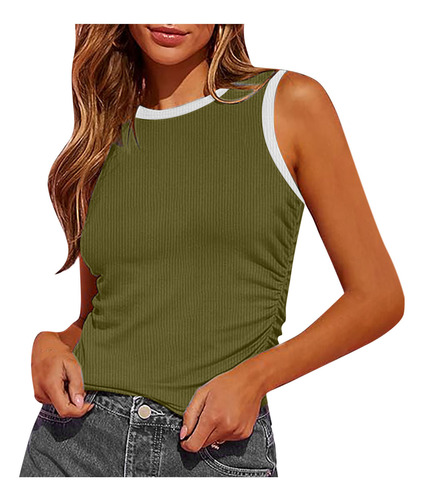 Camiseta Sin Mangas De Verano En Bloques De Color Liso N Par