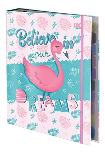 Fichário Flamingo Universitário Cartonado Com Elástico