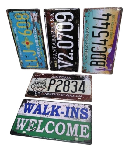 Placa Metal U.s.a Retro Pintado En Laminilla Alto Relieve 