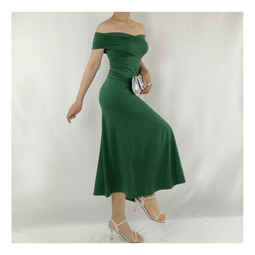 Vestido Largo Rinoderina Lyq155 Encaje Brillante Mujer