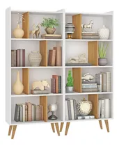 Comprar Combo 2 Estantes Estanterías Libreros Blanco Patas Madera 