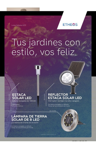 Imagen 5 de 10 de Pack X6 Estaca Solar Led Autonoma Decorativa Jardin Acero
