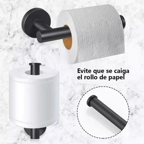 Set De 5 Accesorios De Baño Acero Inoxidable Negro Y Plata