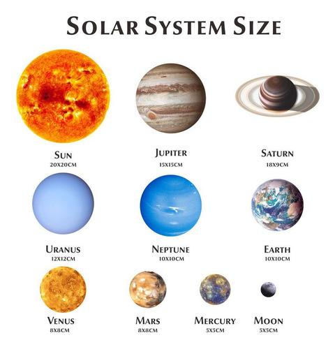 Calcomanías Luminosas Para Pared, 9 Piezas Planetas S