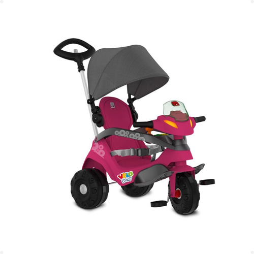 Velobaby Reclinavel Com Capota Triciclo Bandeirantes Rosa
