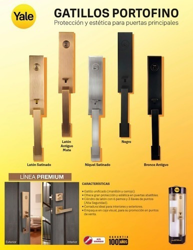 Imagen 8 de 8 de Cerradura Chapa Para Puerta Principal Elegante Yale Mx89580