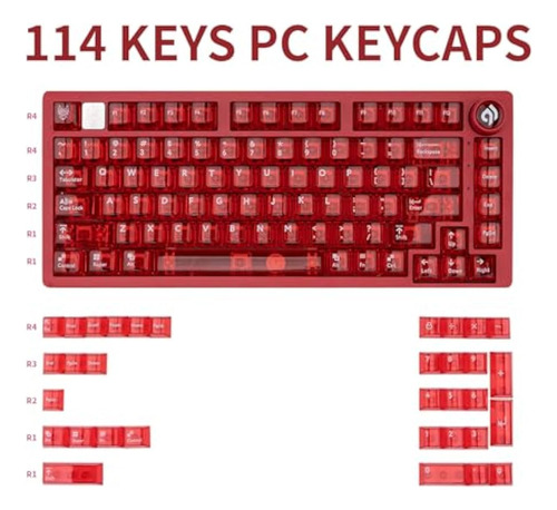 Teclado De 114 Teclas, Color Rojo Cristalino, Brillante
