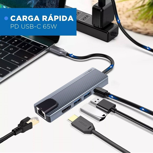 Hub Adaptador Usb Tipo C 5 En 1 Linkon Ethernet Rj45 Para Mac Macbook Windows 100mbps