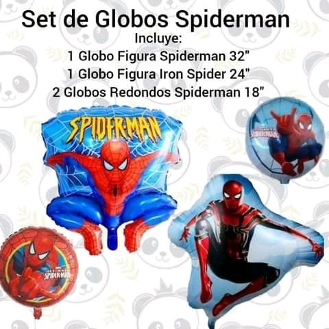 Set 4 Globos Spiderman Decoración Cumpleaños Figuras 