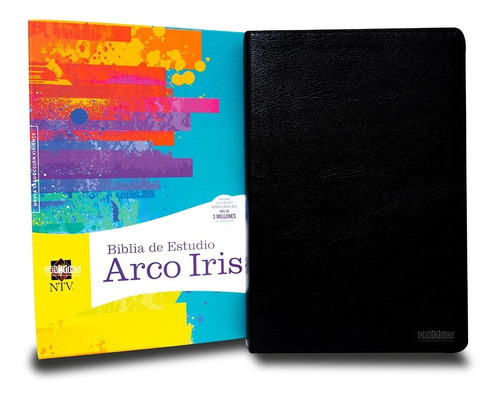 Imagen 1 de 6 de Biblia Estudio Arcoiris Ntv Piel Fabricada Negra C/indice