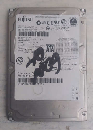 ¡disco Duro 60 Gb Sata Fujitsu Para Notebook, Oportunidad!