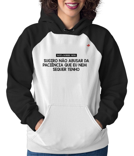 Moletom Feminino Nota Sobre Mim Blusa Frio