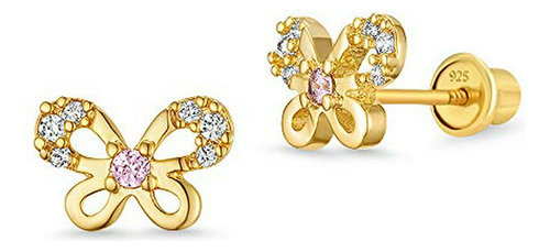 Aretes De Mariposa Brillantes En Oro 14k.