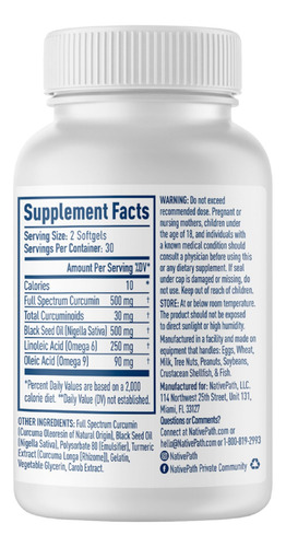 Nativepath Cúrcuma Curcumina Y Aceite Semilla Negra 60 Caps