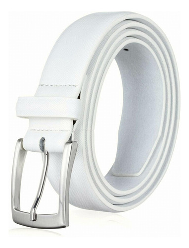 Cinturones De Vestir De Piel Auténtica Para Hombre Hechos Color Blanco, (saffiano White) Talla 36