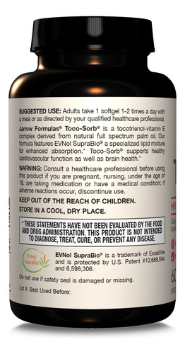 Jarrow Formulas Toco-sorb Vitamina E 60 Cápsulas
