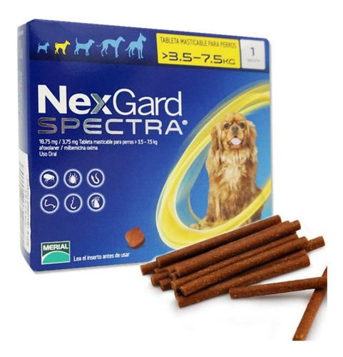 Nexgard Spectra 3.5 A 7.5 Kg/ Antiparásito Interno Y Externo