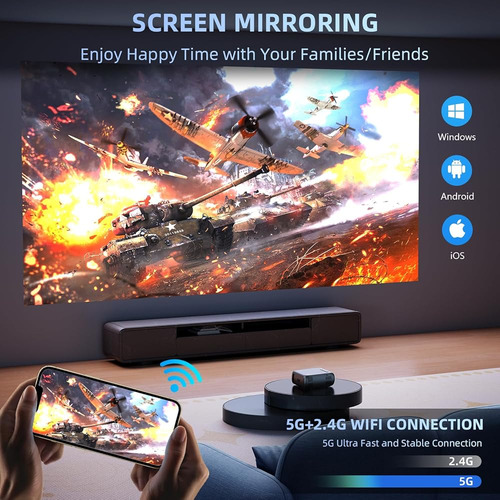 Mini Proyector Portátil 4k Uhd Con Wifi Y Bluetooth